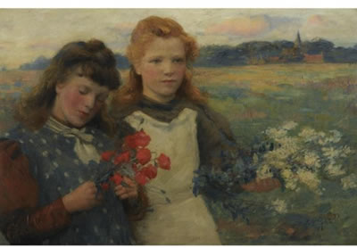 GIRLS PICKING WILD FLOWERS