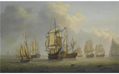 THE PRINCESS ROYAL AND OTHER SHIPS OF THE BRITISH FLEET UNDER VICE-ADMIRAL BARRINGTON OFF ST. LUCIA