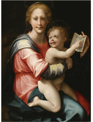 THE VIRGIN AND CHILD SEATED WITH A BOOK OF HOURS