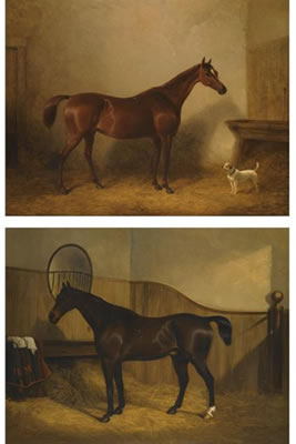 PORTRAIT OF A HUNTER WITH A DOG; AND PORTRAIT OF A HUNTER IN A BOX