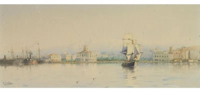 PIRAEUS HARBOUR by Spyridon Scarvelli - Auction record, sale price, and art valuation. Compare with similar artists and explore comparable artworks.