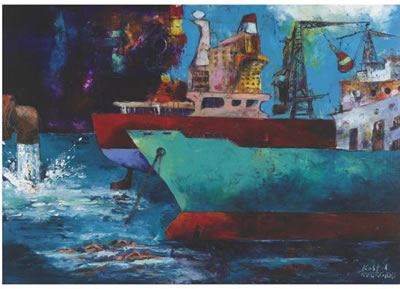 BOATS AND SWIMMERS