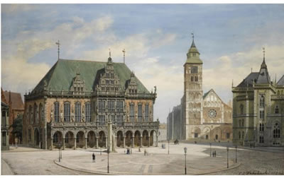 BREMER RATSHAUS (THE TOWN HALL, BREMEN) by Carl Ludwig Fahrbach - Auction record, sale price, and art valuation. Compare with similar artists and explore comparable artworks.