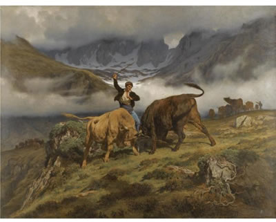 Sample artwork by Auguste Bonheur (1824 - 1884), known for animals in landscape painting, rural genre - View similar artists and auction records