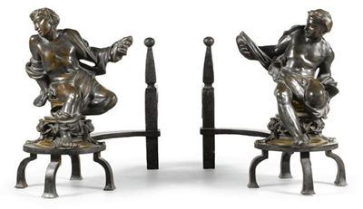 A PAIR OF ANDIRONS