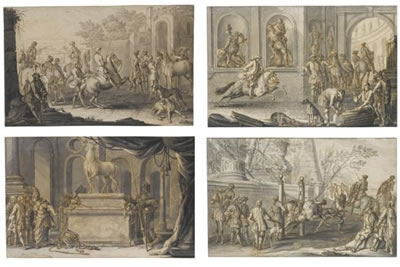 SIXTEEN SCENES OF THE BREAKING AND SCHOOLING OF HORSES