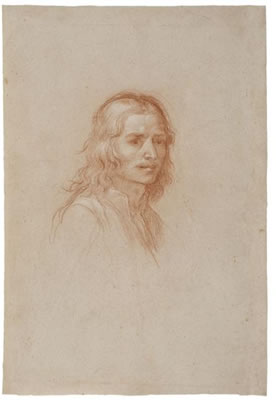Portrait of Baldassare (Il Volterrano) Franceschini: Recto: self-portrait; verso: a drapery study