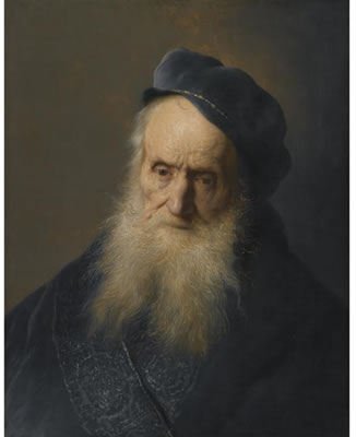 A TRONIE: STUDY OF THE HEAD AND SHOULDERS OF AN OLD BEARDED MAN, WEARING A CAP