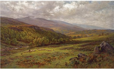 A RIVER LANDSCAPE IN YORKSHIRE