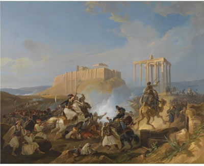 BATTLE SCENE FROM THE GREEK WAR OF INDEPENDENCE