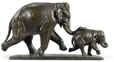 MOTHER ELEPHANT WITH HER CALF