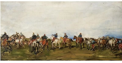CABALLOS (MOUNTED CAVALRYMEN) by Francisco Domingo Y Segura - Auction record, sale price, and art valuation. Compare with similar artists and explore comparable artworks.