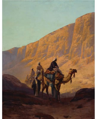 CARAVAN PASSING THROUGH A WADI by Rudolf Hellgrewe - Auction record, sale price, and art valuation. Compare with similar artists and explore comparable artworks.