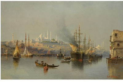 Sample artwork by Karl Kaufmann (1843 - c. 1901/05), known for luminist marine, architecture, figure and landscape painting - View similar artists and auction records