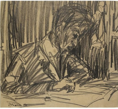 Portrait of Ernst Ludwig Kirchner: SELBSTBILDNIS ZEICHNEND (SELF-PORTRAIT)