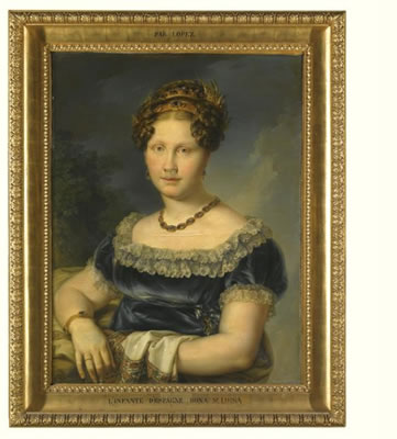 PORTRAIT OF INFANTA LUISA CARLOTA DE BORBÓN, PRINCESS OF THE TWO SICILIES (1804-1844) by Vicente Lopez Y Portana - Auction record, sale price, and art valuation. Compare with similar artists and explore comparable artworks.