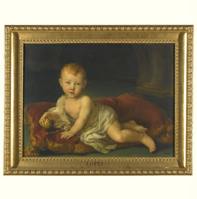 PORTRAIT OF ISABEL DE BORBON, INFANTA OF SPAIN (1821-1897) WHEN A BABY