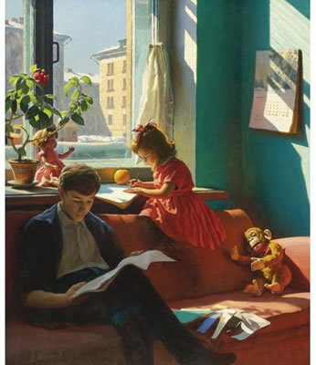 Sample artwork by Alexandr Laktionov (1910 - 1972), known for socialist realism, painting - View similar artists and auction records
