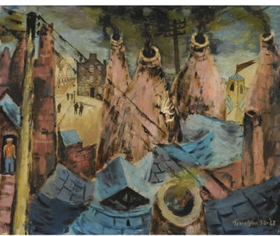SCENE IN THE POTTERIES (KILNS AT BURSLEM) by Julian Trevelyan - Auction record, sale price, and art valuation. Compare with similar artists and explore comparable artworks.