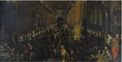 BELSHAZZAR'S FEAST by Frederick Van Valckenborch - Auction record, sale price, and art valuation. Compare with similar artists and explore comparable artworks.