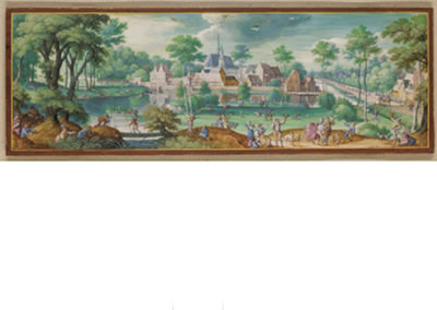 AN ELEGANT HUNTING PARTY BEFORE THE ABBEY OF ROUGE-CLOÎTRE, NEAR BRUSSELS