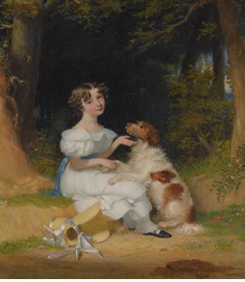 A GIRL WITH HER SPANIEL