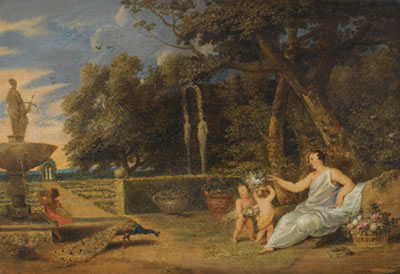 FLORA WITH THREE PUTTI IN A GARDEN