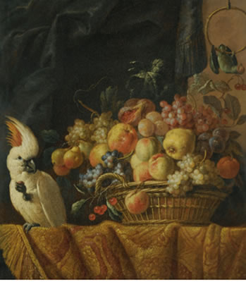 A STILL LIFE OF FIGS, GRAPES, APPLES AND OTHER FRUIT ON A TABLE WITH A PARROT by Jan Pauwel Gillemans The Younger - Auction record, sale price, and art valuation. Compare with similar artists and explore comparable artworks.