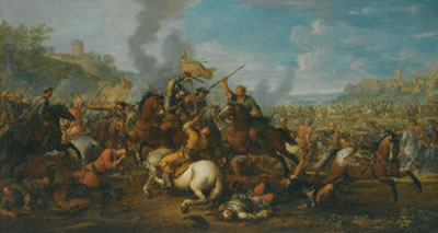 A BATTLE SCENE BETWEEN CHRISTIANS AND TURKS