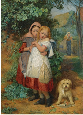GIRLS, FRIGHTENED BY A DOG