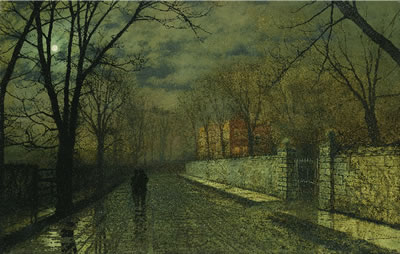 FIGURES IN A MOONLIT LANE AFTER RAIN