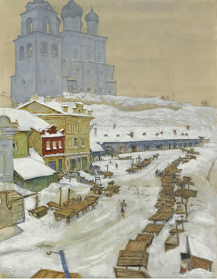 Sample artwork by Mstislav Dobuzhinski (1875 - 1957), known for theater design, expressionist painting - View similar artists and auction records