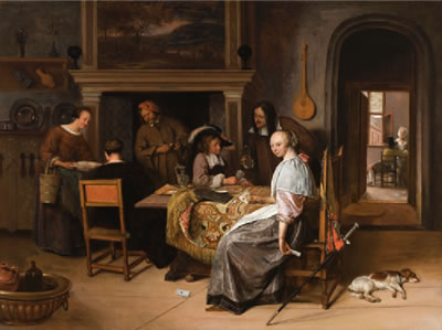 AN ELEGANT COMPANY IN AN INTERIOR WITH FIGURES PLAYING CARDS AT A TABLE by Jan Havickszoon Steen - Auction record, sale price, and art valuation. Compare with similar artists and explore comparable artworks.
