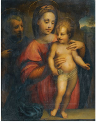 HOLY FAMILY, WITH THE MADONNA SUPPORTING THE STANDING CHRIST CHILD ON A STONE LEDGE by Domenico Bartolomeo Ubaldini il Puligo - Auction record, sale price, and art valuation. Compare with similar artists and explore comparable artworks.