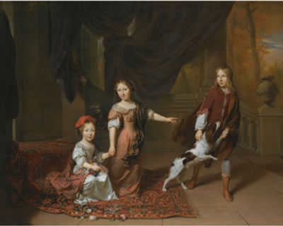 A PORTRAIT OF TWO SISTERS AND THEIR BROTHER PLAYING WITH A DOG by Jan Verkolje the Elder - Auction record, sale price, and art valuation. Compare with similar artists and explore comparable artworks.