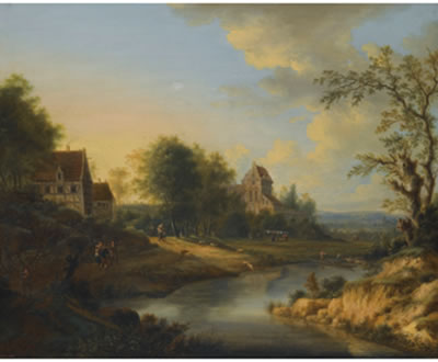 Sample artwork by Johann Christian Vollerdt (1708 - 1769), known for landscape, figure in landscape paintings - View similar artists and auction records