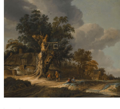 LANDSCAPE WITH FIGURES OUTSIDE A WAYSIDE INN
