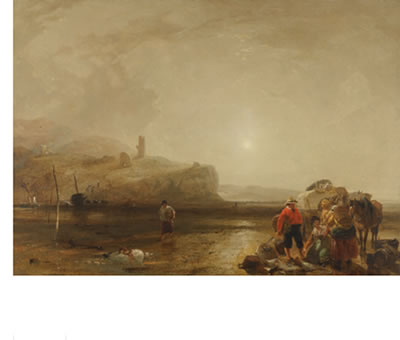 A COASTAL SCENE WITH FIGURES BARGAINING FOR FISH