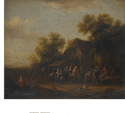 A FISH MARKET IN A VILLAGE SQUARE; A POULTRY MARKET BEFORE A VILLAGE INN