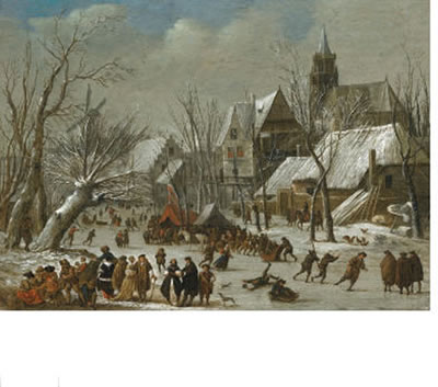 Sample artwork by Gerrit (Gerard) Battem (1636 - 1684), known for snowscene, figure and genre in dutch landscape scenes - View similar artists and auction records
