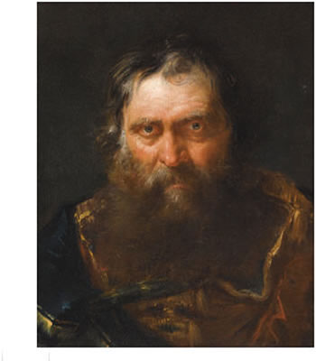 PORTRAIT OF A BEARDED MAN, HEAD AND SHOULDERS, WEARING ORIENTAL DRESS