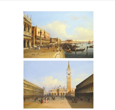 THE GRAND CANAL, VENICE; SAINT MARK'S SQUARE, VENICE (a pair)