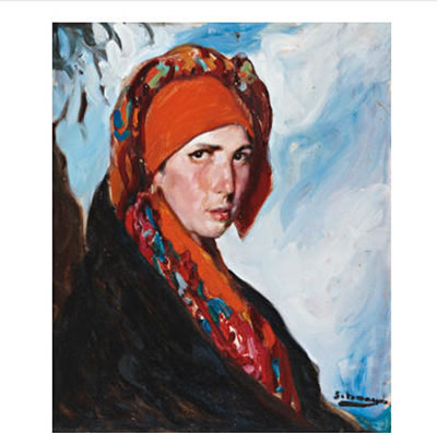 WOMAN WITH A RED SCARF