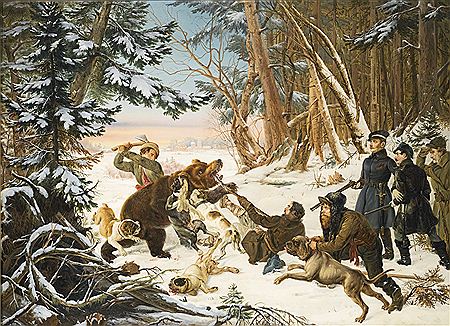 THE TSAREVICH ALEXANDER NIKOLAEVICH ON A BEARHUNT ON THE OUTSKIRTS OF MOSCOW