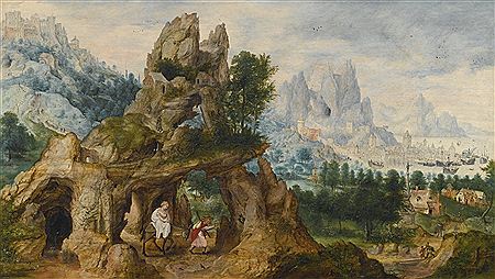 AN EXTENSIVE ROCKY LANDSCAPE WITH THE FLIGHT INTO EGYPT
