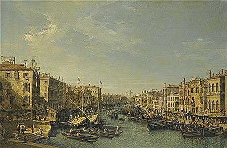 VENICE, THE GRAND CANAL: LOOKING SOUTH-WEST, FROM THE RIALTO BRIDGE TO THE PALAZZO FOSCARI