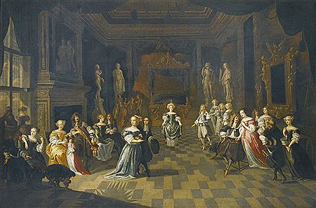FIGURES DANCING IN AN ELEGANT INTERIOR