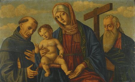 A SACRA CONVERSAZIONE: THE MADONNA AND CHILD WITH SAINTS FRANCIS AND ANDREW by Giovanni Di Niccolo Mansueti - Auction record, sale price, and art valuation. Compare with similar artists and explore comparable artworks.