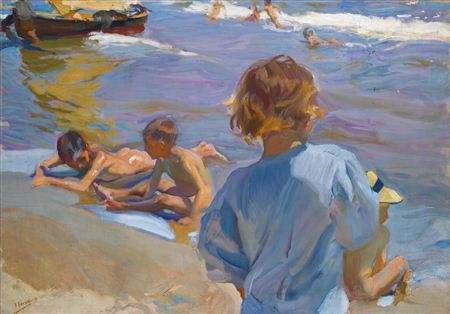 NIÑOS EN LA PLAYA, VALENCIA (CHILDREN ON THE BEACH, VALENCIA)