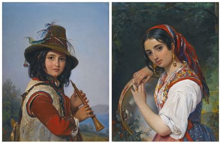 PORTRAIT OF AN ITALIAN SHEPHERD BOY WITH A FLUTE AND A SHEPHERD GIRL WITH A TAMBOURINE